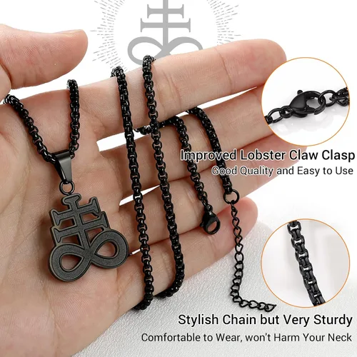 Miniatura 85 de PROSTEEL Satanic Jewelry Upside Down Cross Necklace for Men Women, 316L Stainless Steel/925 Sterling Silver Inverted Cross/Leviathan Cross Pendant