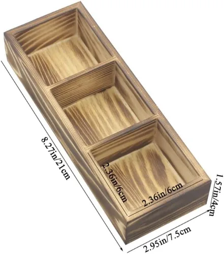 Miniatura 2 de Leadigol Caja de bolsa de té de madera, organizador de cajones de 3 partes con divisores, organizador de almacenamiento de té y alimentos