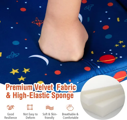 Miniatura 7 de Costzon Sofá para niños, sofá infantil abierto 2 en 1 con tela de terciopelo, bolsillos de almacenamiento, reposabrazos para niños pequeños, cama