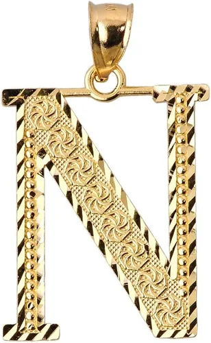 Miniatura 21 de Colgante personalizado de oro amarillo de 10 quilates con letras iniciales A-Z