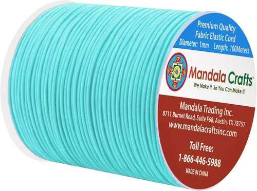 Miniatura 2 de Mandala Crafts Cordones elásticos de aguamarina de 0.039 pulgadas para hacer joyas y cuentas, cuerda elástica de 109 yardas, hilo elástico redondo