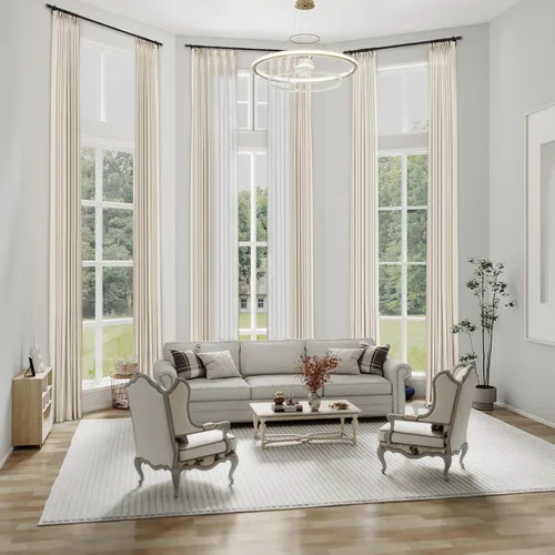 Frelement Cortinas plisadas de lino extralargas para filtrar la luz, paneles de cortina para loft de techo alto, cortinas con aislamiento térmico,