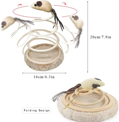 Miniatura 6 de Andiker Juguete interactivo para gatos, juguete de peluche con placa de resorte en espiral y divertida bola o ratón interactivo de acero inoxidable