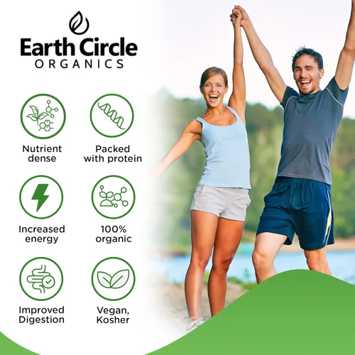 Miniatura 3 de Earth Circle Organics Chlorella en polvo orgánico Vegano, Kosher, pared celular rota, alto en proteínas, fibra y clorofila Algas súper verdes