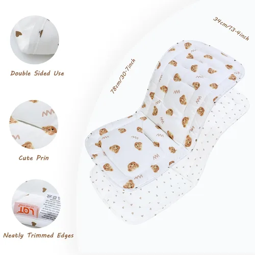 Miniatura 3 de Cojín para cochecito de bebé, inserto de asiento de automóvil infantil - reversible, universal, transpirable y suave, alfombrilla para cochecito