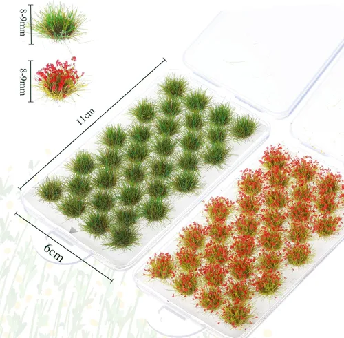 Miniatura 2 de Redbaker 288 Piezas Mechones de Césped Estático Racimo de Flores Grupos de Vegetación Autoadhesivos Mechones de Césped de Modelo Artificial DIY