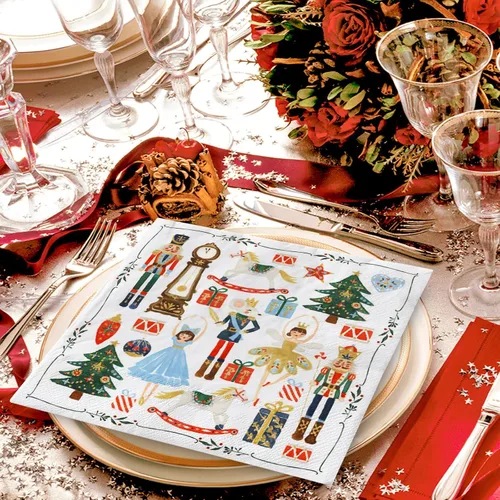 Miniatura 5 de AnyDesign Paquete de 80 servilletas de papel cascanueces desechables de acuarela cascanueces servilletas de Navidad decorativas para postres