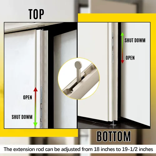 Miniatura 5 de Blulu 1 perno empotrado de palanca abatible extendida de 18 pulgadas para puerta doble, extralarga y resistente, aleación de zinc francesa