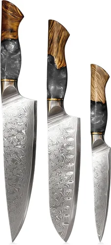 Miniatura 14 de Cuchillo de cocina de Damasco, acero de damasco de 67 capas, juego de cuchillos de chef profesionales de 13 pulgadas para cocina, mango ergonómico