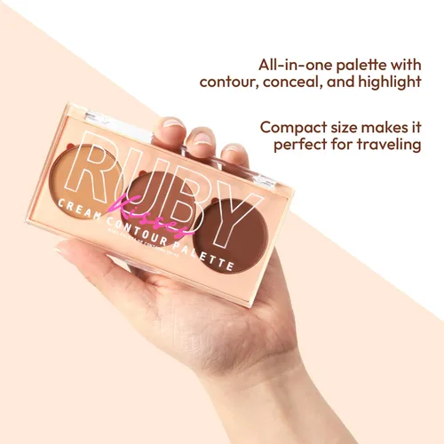 Miniatura 4 de Ruby Kisses Paleta de contornos 3 en 1 para contornos 3 en 1, ocultar, resaltar todo en uno, paleta de contorno de crema de larga duración, fácil
