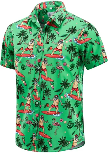 Miniatura 12 de EUOW - Camisas hawaianas para hombre de manga corta con botones, estampadas para la playa y el verano