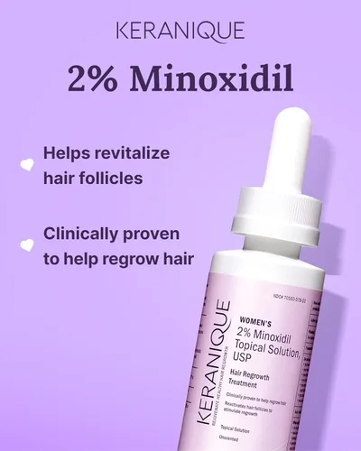 Miniatura 6 de Keranique Tratamiento para el crecimiento del cabello para mujeres, 2% de minoxidil para mujeres, crecimiento del cabello, fuerza y engrosamiento