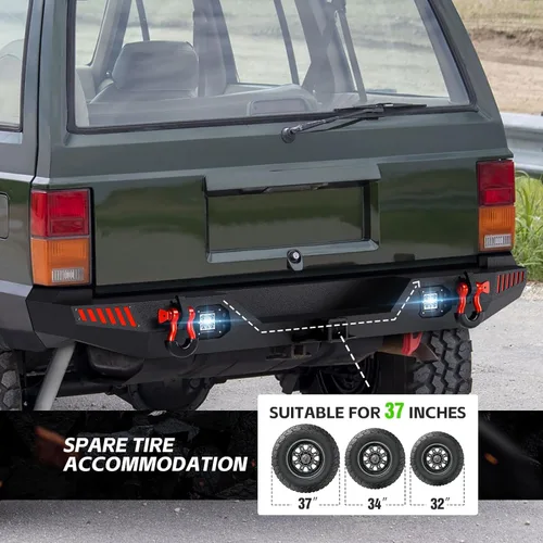 Miniatura 5 de Parachoques delanteros y traseros para Cherokee XJ compatibles con Cherokee XJ 1984-2001 (2/4 puertas) parachoques todoterreno con placa