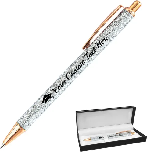 Miniatura 48 de Hasta 100 bolígrafos personalizados con nombre a granel, bolígrafo con purpurina de impresión personalizada, grabado gratis, texto con logotipo
