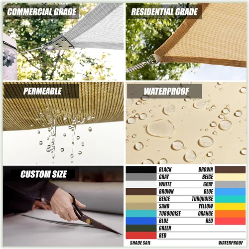 Miniatura 4 de ColourTree Toldo Vela Triangular de Sombra Solar de 8' x 8' x 8' Beige CTSLT8 - Tela de Malla de Toldo con Bloqueo UV UPF50 - Uso Comercial