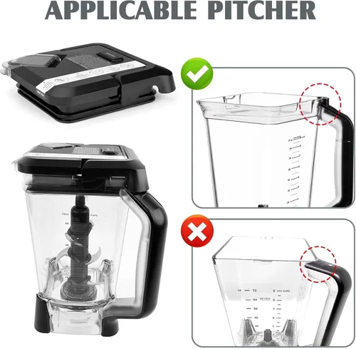 Miniatura 2 de Tapa de repuesto para jarra Ninja Blender de 72 onzas, piezas de repuesto con tapa de bloqueo superior para licuadora Ninja BL642 BN701 BN751 BN801
