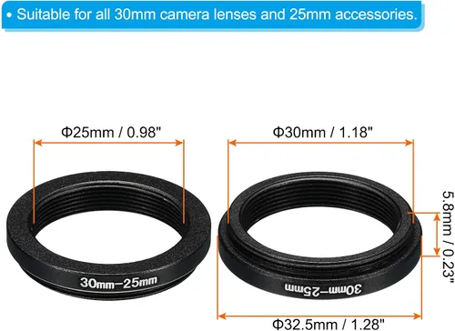 Miniatura 2 de PATIKIL Anillo de metal de 1.181 in-0.984 in, adaptador de filtro de lente de cámara, anillo adaptador de filtro de aluminio para lentes de cámara