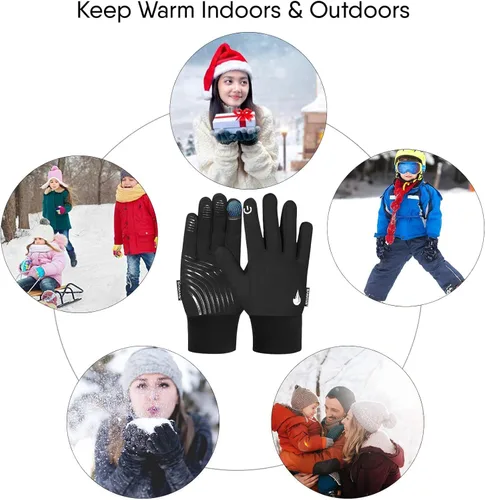 Miniatura 6 de SAWANS Guantes de ciclismo para niños y niñas, térmicos, resistentes al viento, antideslizantes, para pantalla táctil, de 4 a 12 años, guantes