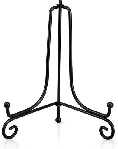 Miniatura 9 de Paquete de 2 soportes de exhibición de hierro, soporte para fotos de caballete de hierro negro, muestra marcos de fotos, platos decorativos