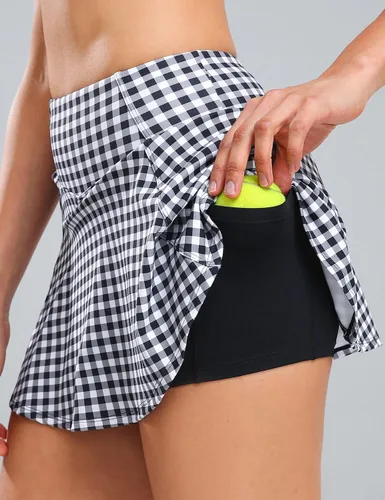 Miniatura 8 de 1a1a Faldas de tenis y golf para mujer con pantalones cortos y bolsillos de cintura alta, falda pantalón atlética deportiva