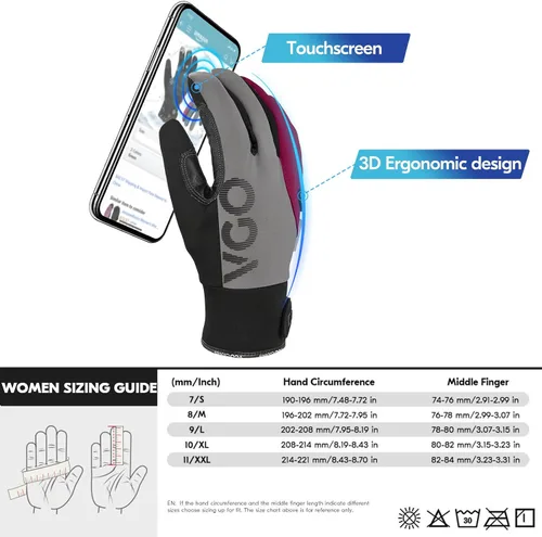 Miniatura 6 de Vgo... -20℃/-4°F Guantes de trabajo de invierno para mujeres, Guantes de trabajo impermeables para clima frío (SL8777FW-FM)