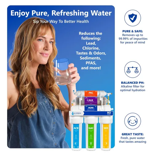 Miniatura 3 de Sistema de filtro de agua de ósmosis inversa Express Water, reducción de cloro, Certificado NSF