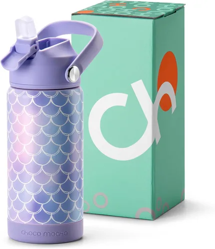 Miniatura 20 de Botella de Agua Choco Mocha para Niños para la Escuela, Botella de Agua Aislada para Niños de Acero Inoxidable para Niños, 14 Oz Camión Monstruo