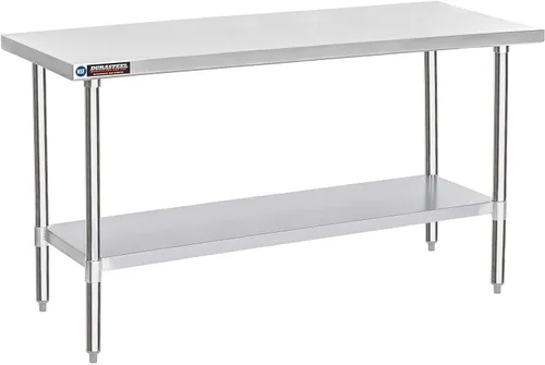 Miniatura 45 de DuraSteel Carrito de acero inoxidable NSF de 30 x 72 pulgadas, mesa de preparación de alimentos resistente con estante inferior, isla de cocina