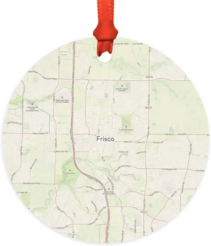 Miniatura 49 de Andaz Press Mapa de la ciudad de Estados Unidos redondo de madera natural MDF ornamento de Navidad, Akron, Ohio Vintage Mapa, 1 paquete, larga