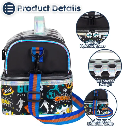 Miniatura 5 de Bolsa de almuerzo aislada de doble piso para niños, bolsa de comida grande para el regreso a la escuela, para niños, niñas, hombres y mujeres