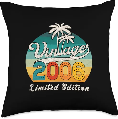 Miniatura 4 de Vintage 2006 Birthday Gift for Men Women 20 Years Retro Palm Throw Pillow