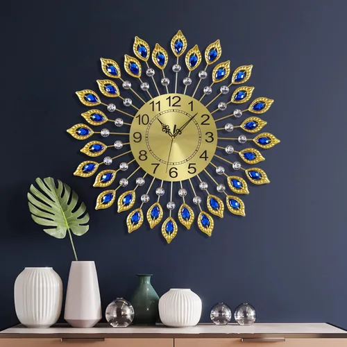 Relojes de pared grandes dorados de 21.2 pulgadas para decoración de sala de estar, elegante reloj de pared moderno 3D con esfera de números