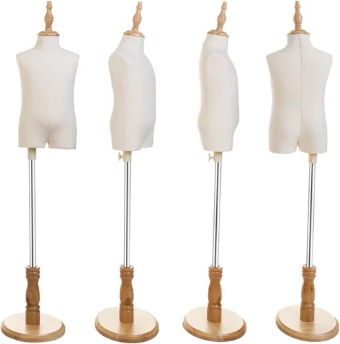 Miniatura 2 de Maniquí de forma de vestido para niños con soporte de madera para ventana de ropa (S(2-3 años))