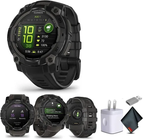 Garmin Instinct 3 45mm, AMOLED, reloj inteligente GPS para exteriores, reloj inteligente táctico de fitness 24/7, 18 días de duración de batería,
