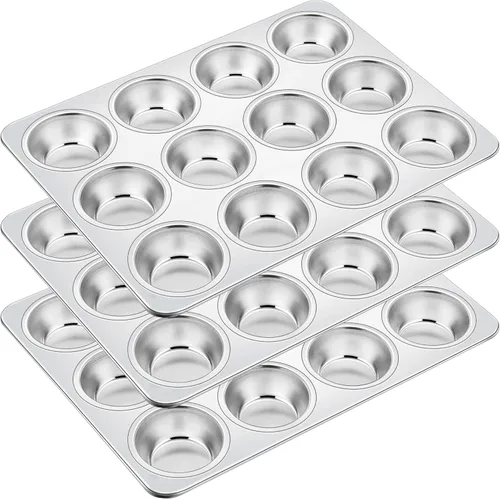 Miniatura 10 de Homikit Paquete de 2 Moldes para Muffins, Molde de Acero Inoxidable para Hornear Cupcakes con 6 Cavidades de Tamaño Regular, Bandeja de Metal