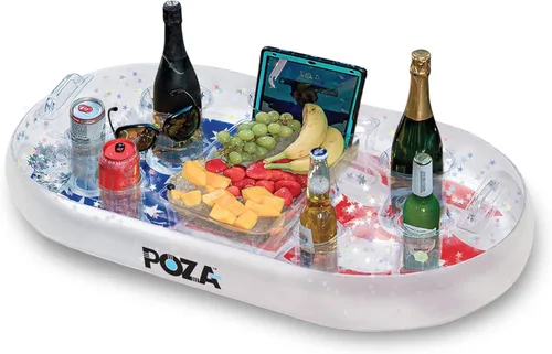 Miniatura 12 de POZA Flotador inflable de piscina de Estados Unidos – Lujosa tumbona divertida llena de confeti de estrellas plateadas brillantes, diseño de bandera
