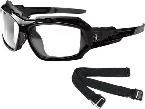Ergodyne Skullerz LOKI - Spogles de seguridad convertibles, incluye junta de espuma y correa para convertir en gafas, ANSI z87.1