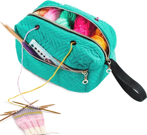 MYBAGZING Organizador Pequeño de Bolsa de Crochet - Bolsa de Tejer - Organizador de Almacenamiento de Hilo - Bolsa de Hilo para Crochet - Soporte de