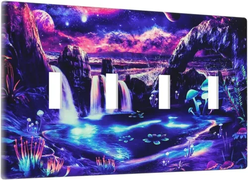 Miniatura 469 de Cubiertas de placa de pared de 3 gang con interruptor de luz de triple palanca, en negro y dorado con esplendor de oro rosa, estampado floral