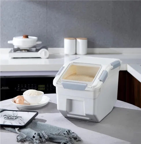 Miniatura 2 de HANAMYA Contenedor de almacenamiento de arroz de 10 litros / 20 libras con taza medidora, sin BPA, para arroz Grano Alimento para mascotas