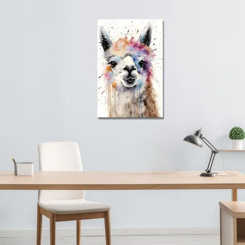 Miniatura 4 de LZIMU Lienzo de alpaca en acuarela, divertido póster de alpaca, impresiones de lindos animales, obras de arte coloridas para guardería, decoración