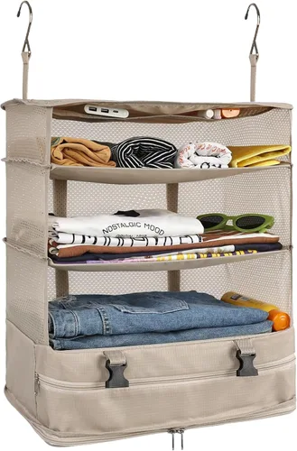 Surblue Bolsa de Almacenamiento Colgante para Armario Plegable de 3 Estantes de Tela Oxford Lavable con 2 Ganchos (XL 17.71 * 11.81 * 20 pulgadas,