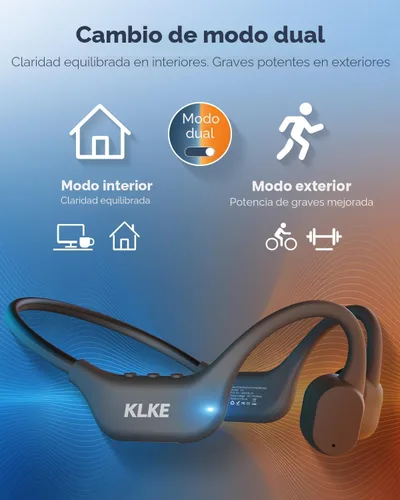 Miniatura 5 de Auriculares de conducción ósea de oído abierto, IP66 impermeable, auriculares con transductor integrado para correr con modo dual, luz de seguridad
