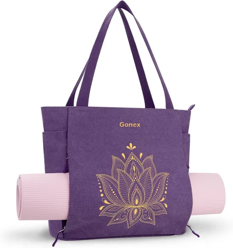 Gonex Bolsa para Esterilla de Yoga, Bolsa Grande con Múltiples Bolsillos para Mujeres y Hombres, Portador de Esterilla de Lona, Cremallera Completa