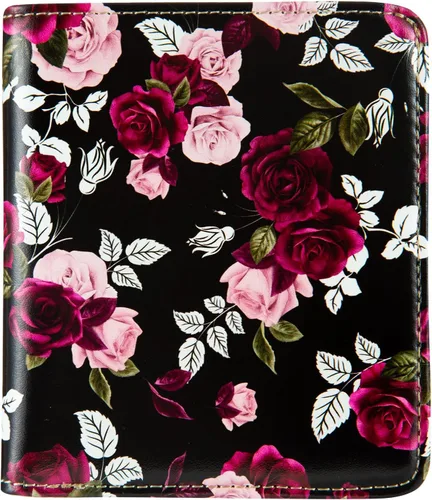 Miniatura 17 de Walle Rfid - Cartera pequeña y compacta con bolsillo plegable para mujer, minicarjetero de viaje con ventana de identificación, Cereza Negra, Lindo