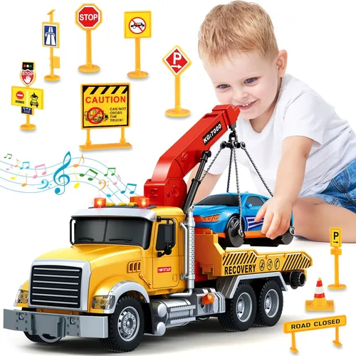 Miniatura 9 de SpringFlower Camión volquete grande de juguete para niños de 3, 4, 5, 6, 7 años, camión de juguete con sonido y luz, regalos de cumpleaños