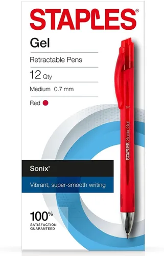 Miniatura 9 de STAPLES Bolígrafos de gel retráctiles, punta media de 0.028 in, tinta negra, paquete de 12 bolígrafos de gel Sonix con clip de bolsillo