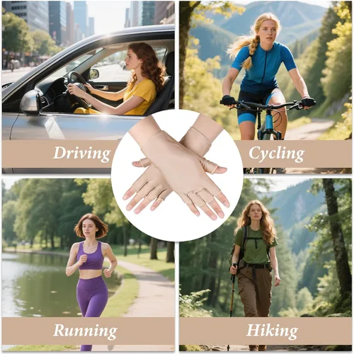 Miniatura 5 de 2 pares de guantes de protección UV para mujer, guantes de protección solar, guantes de verano sin dedos para deportes al aire libre manicura de gel