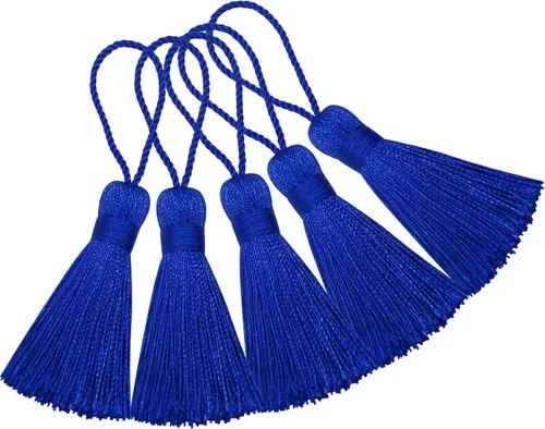 Miniatura 15 de Makhry 20 mini borlas de hilo sedoso hechas a mano de 4.3 pulgadas con lazo de cordón de 2 pulgadas y pequeño nudo chino para aretes, recuerdo