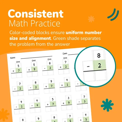 Miniatura 3 de Cuaderno de ejercicios de una página al día de Channie's para preescolar - estudiantes de primaria de 1º grado, práctica de matemáticas de un solo
